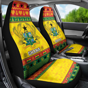 Afro Ghana Christmas Car Seat Cover Coat Of Arms - Kente Pattern