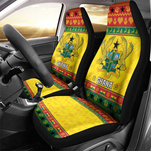 Afro Ghana Christmas Car Seat Cover Coat Of Arms - Kente Pattern