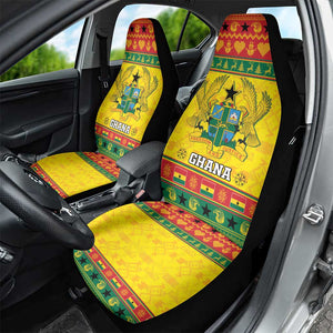 Afro Ghana Christmas Car Seat Cover Coat Of Arms - Kente Pattern