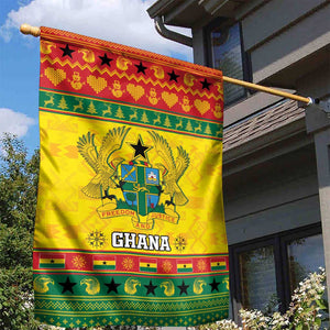 Afro Ghana Christmas Garden Flag Coat Of Arms - Kente Pattern