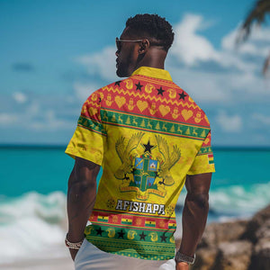 Afro Ghana Christmas Hawaiian Shirt Coat Of Arms - Kente Pattern