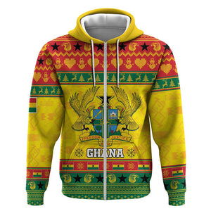 Afro Ghana Christmas Hoodie Coat Of Arms - Kente Pattern