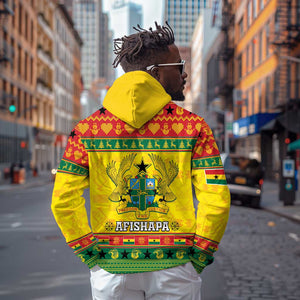 Afro Ghana Christmas Hoodie Coat Of Arms - Kente Pattern