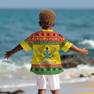 Afro Ghana Christmas Kid Hawaiian Shirt Coat Of Arms - Kente Pattern