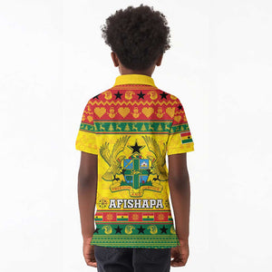 Afro Ghana Christmas Kid Polo Shirt Coat Of Arms - Kente Pattern