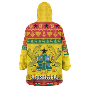 Afro Ghana Christmas Kid Wearable Blanket Hoodie Coat Of Arms - Kente Pattern