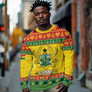 Afro Ghana Christmas Long Sleeve Shirt Coat Of Arms - Kente Pattern