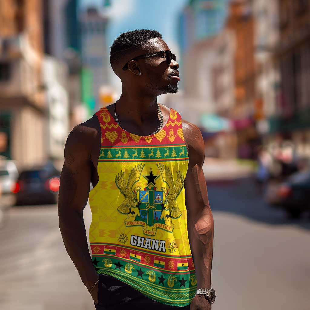 Afro Ghana Christmas Men Tank Top Coat Of Arms - Kente Pattern