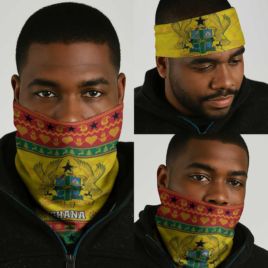 Afro Ghana Christmas Neck Gaiter Coat Of Arms - Kente Pattern LT15