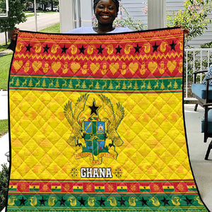 Afro Ghana Christmas Quilt Coat Of Arms - Kente Pattern