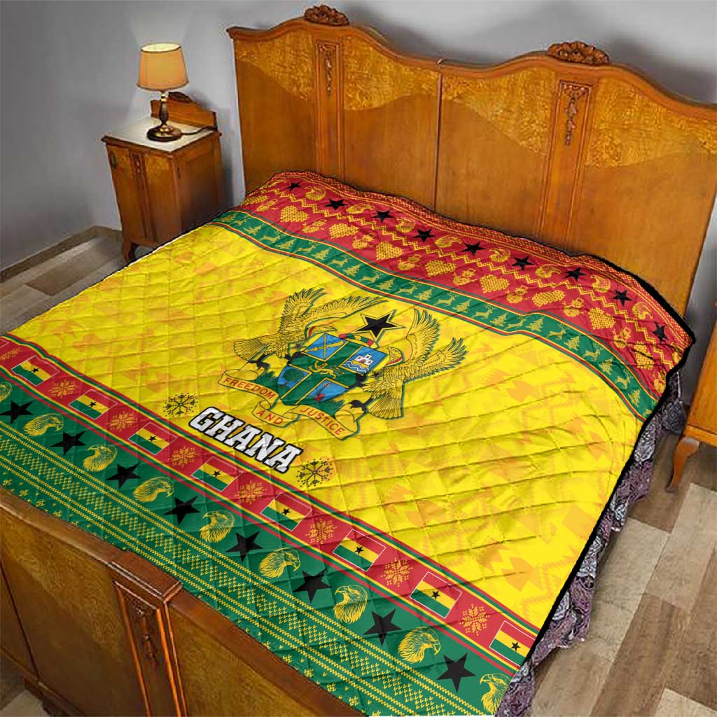 Afro Ghana Christmas Quilt Coat Of Arms - Kente Pattern