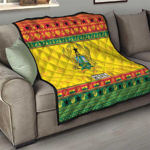 Afro Ghana Christmas Quilt Coat Of Arms - Kente Pattern