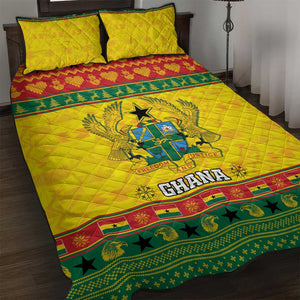 Afro Ghana Christmas Quilt Bed Set Coat Of Arms - Kente Pattern