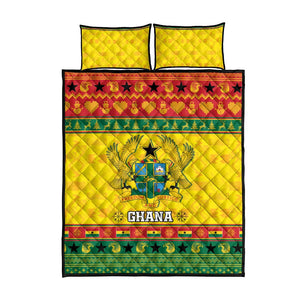 Afro Ghana Christmas Quilt Bed Set Coat Of Arms - Kente Pattern