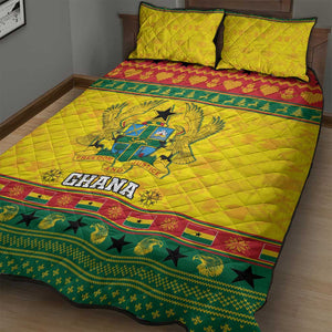 Afro Ghana Christmas Quilt Bed Set Coat Of Arms - Kente Pattern