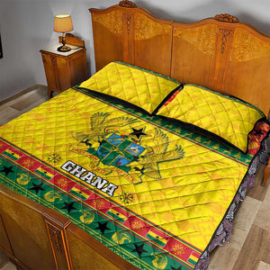 Afro Ghana Christmas Quilt Bed Set Coat Of Arms - Kente Pattern