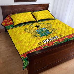 Afro Ghana Christmas Quilt Bed Set Coat Of Arms - Kente Pattern