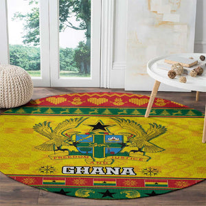 Afro Ghana Christmas Round Carpet Coat Of Arms - Kente Pattern