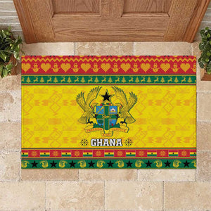 Afro Ghana Christmas Rubber Doormat Coat Of Arms - Kente Pattern