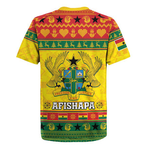 Afro Ghana Christmas Rugby Jersey Coat Of Arms - Kente Pattern