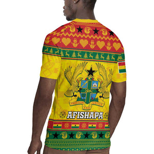 Afro Ghana Christmas Rugby Jersey Coat Of Arms - Kente Pattern