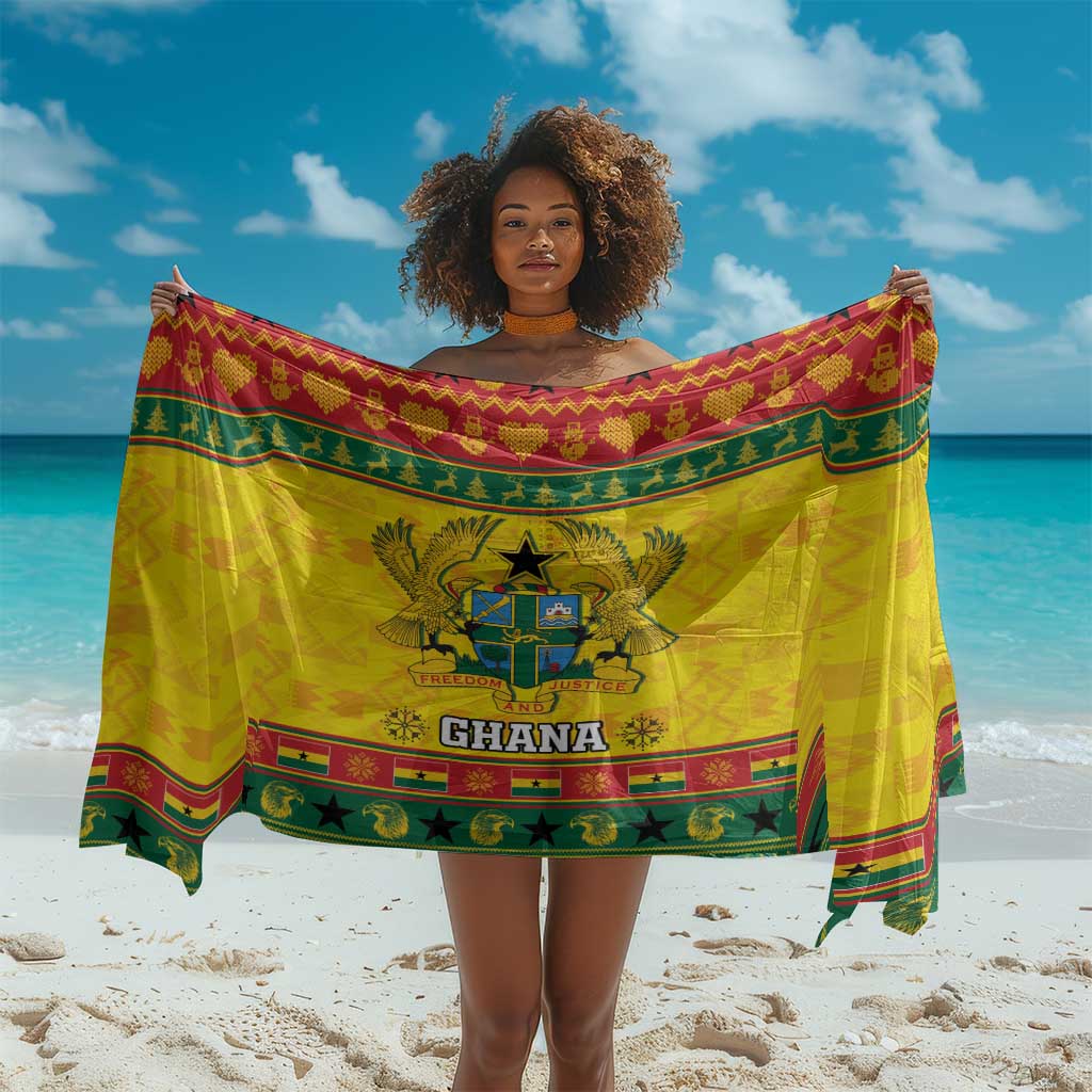 Afro Ghana Christmas Sarong Coat Of Arms - Kente Pattern