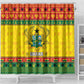 Afro Ghana Christmas Shower Curtain Coat Of Arms - Kente Pattern
