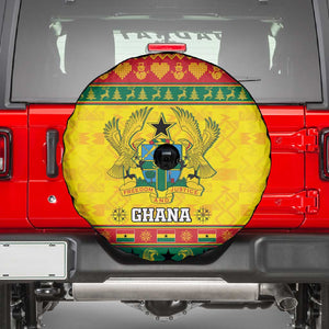 Afro Ghana Christmas Spare Tire Cover Coat Of Arms - Kente Pattern