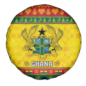 Afro Ghana Christmas Spare Tire Cover Coat Of Arms - Kente Pattern