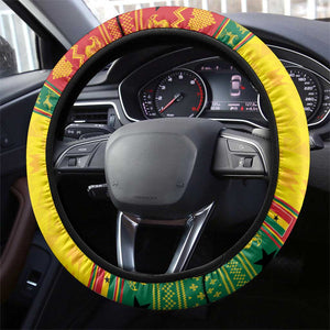 Afro Ghana Christmas Steering Wheel Cover Coat Of Arms - Kente Pattern