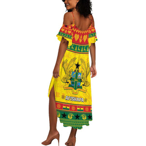 Afro Ghana Christmas Summer Maxi Dress Coat Of Arms - Kente Pattern