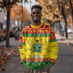 Afro Ghana Christmas Sweatshirt Coat Of Arms - Kente Pattern