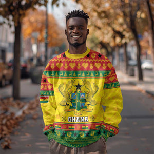 Afro Ghana Christmas Sweatshirt Coat Of Arms - Kente Pattern