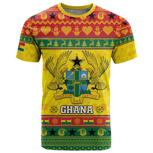 Afro Ghana Christmas T shirt Coat Of Arms - Kente Pattern