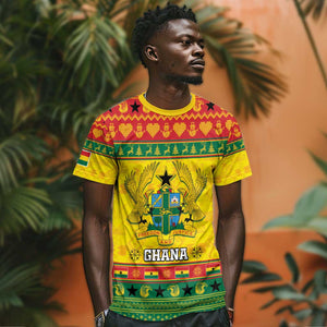 Afro Ghana Christmas T shirt Coat Of Arms - Kente Pattern