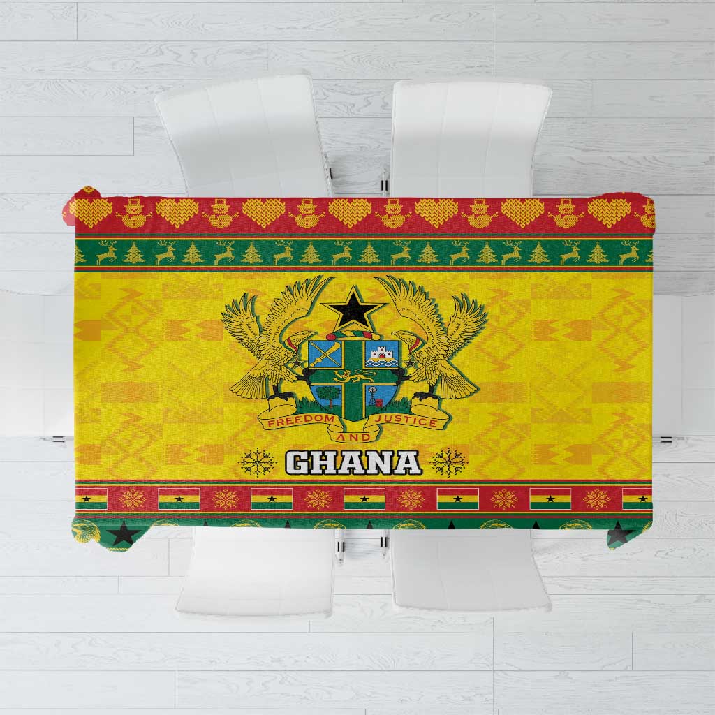 Afro Ghana Christmas Tablecloth Coat Of Arms - Kente Pattern