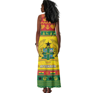 Afro Ghana Christmas Tank Maxi Dress Coat Of Arms - Kente Pattern