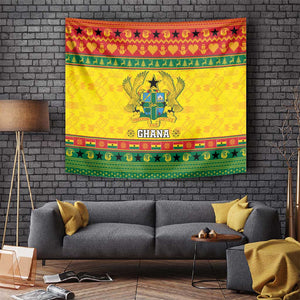 Afro Ghana Christmas Tapestry Coat Of Arms - Kente Pattern