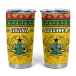 Afro Ghana Christmas Tumbler Cup Coat Of Arms - Kente Pattern