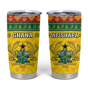 Afro Ghana Christmas Tumbler Cup Coat Of Arms - Kente Pattern