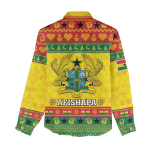 Afro Ghana Christmas Women Casual Shirt Coat Of Arms - Kente Pattern