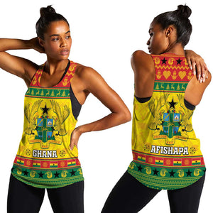 Afro Ghana Christmas Women Racerback Tank Coat Of Arms - Kente Pattern