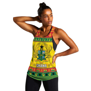 Afro Ghana Christmas Women Racerback Tank Coat Of Arms - Kente Pattern