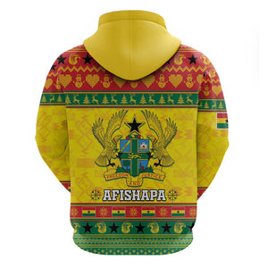 Afro Ghana Christmas Zip Hoodie Coat Of Arms - Kente Pattern