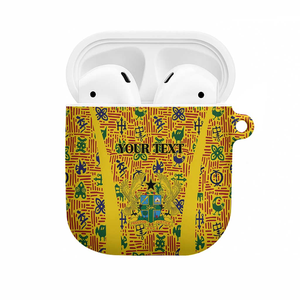 Custom Ghana Football AirPods Case Yellow Adinkra Pattern - African Pride