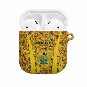 Custom Ghana Football AirPods Case Yellow Adinkra Pattern - African Pride