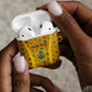 Custom Ghana Football AirPods Case Yellow Adinkra Pattern - African Pride
