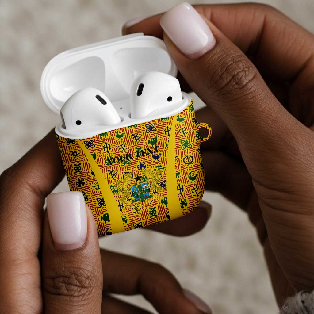 Custom Ghana Football AirPods Case Yellow Adinkra Pattern - African Pride