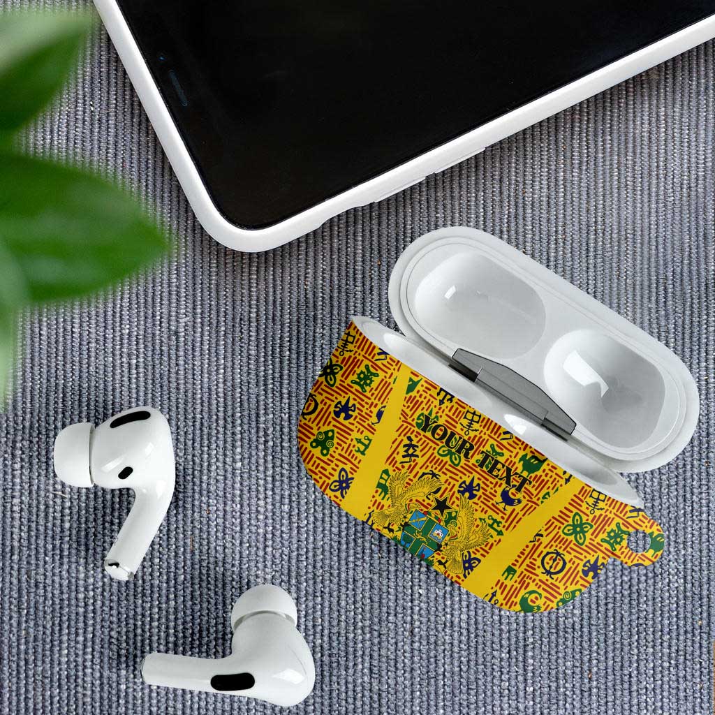 Custom Ghana Football AirPods Case Yellow Adinkra Pattern - African Pride