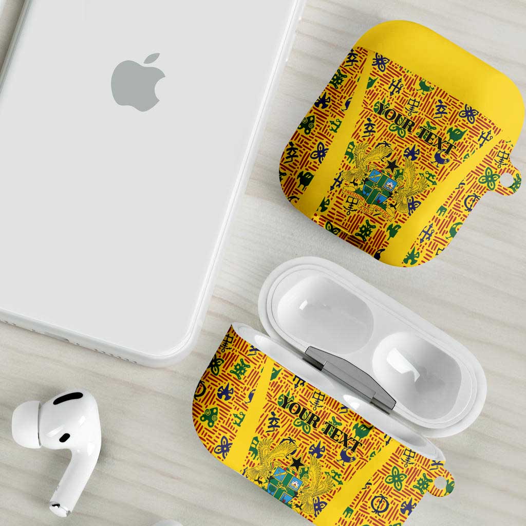 Custom Ghana Football AirPods Case Yellow Adinkra Pattern - African Pride